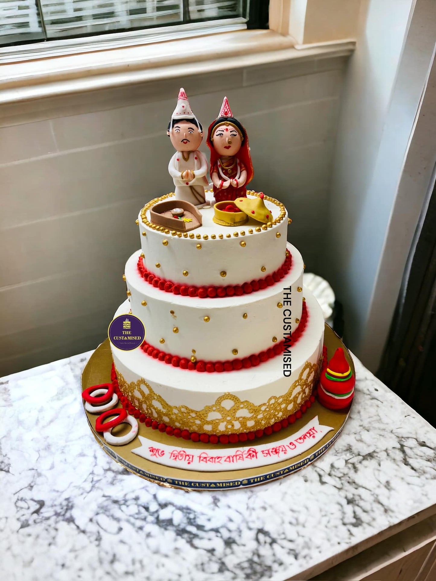 Traditional Bengali Wedding/Anniversary Tiered Cake