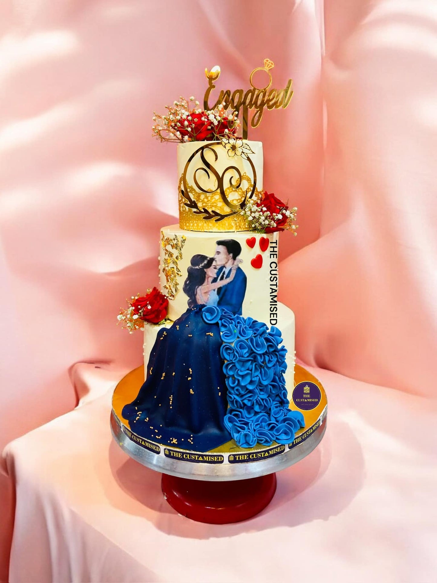 Elegant Couple Engagement Cake