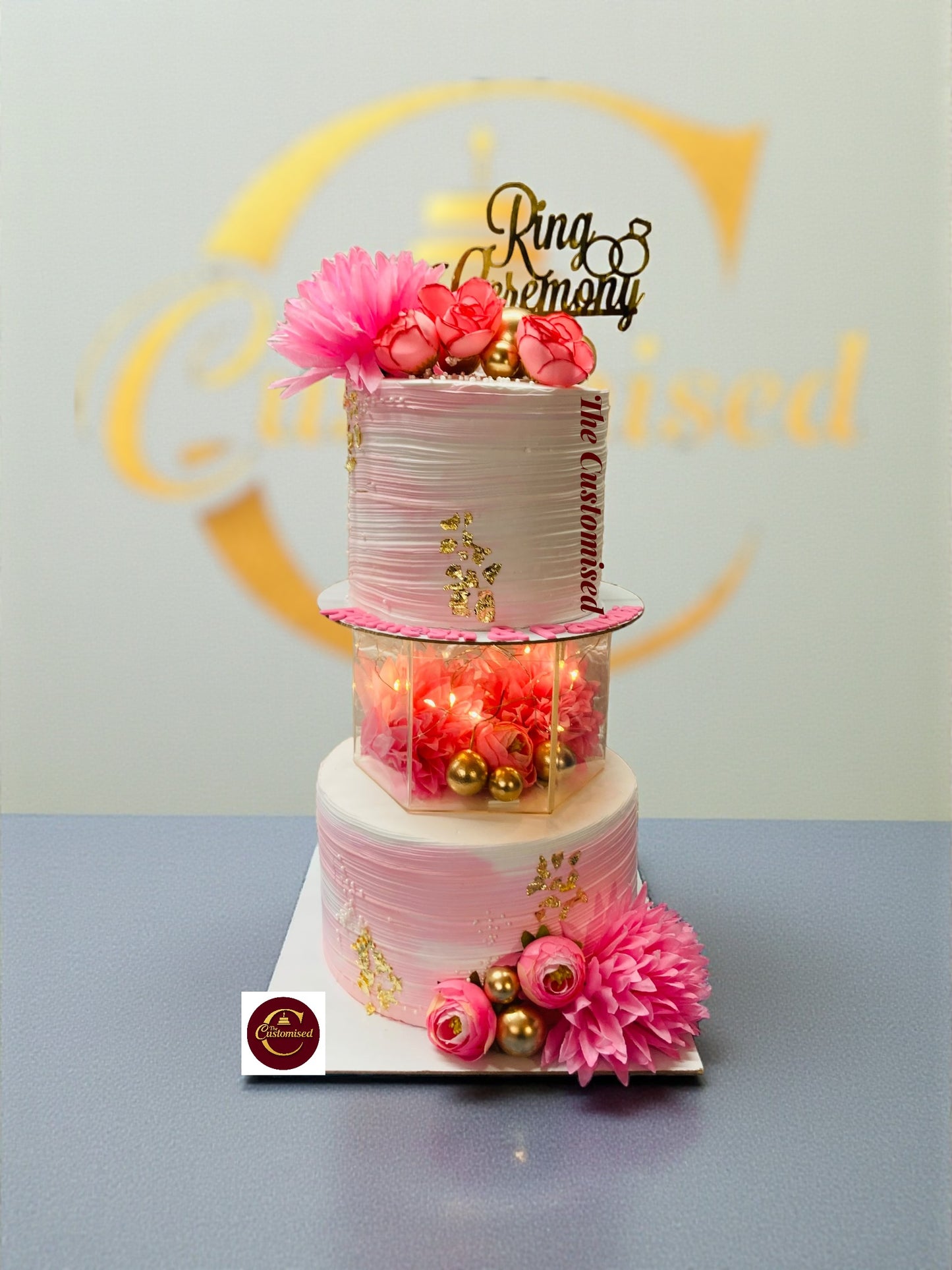 Transparent Floral Box Cake