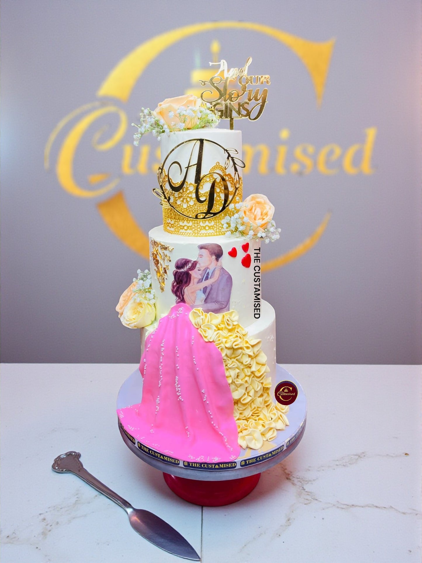 Elegant Custom Engagement Cake