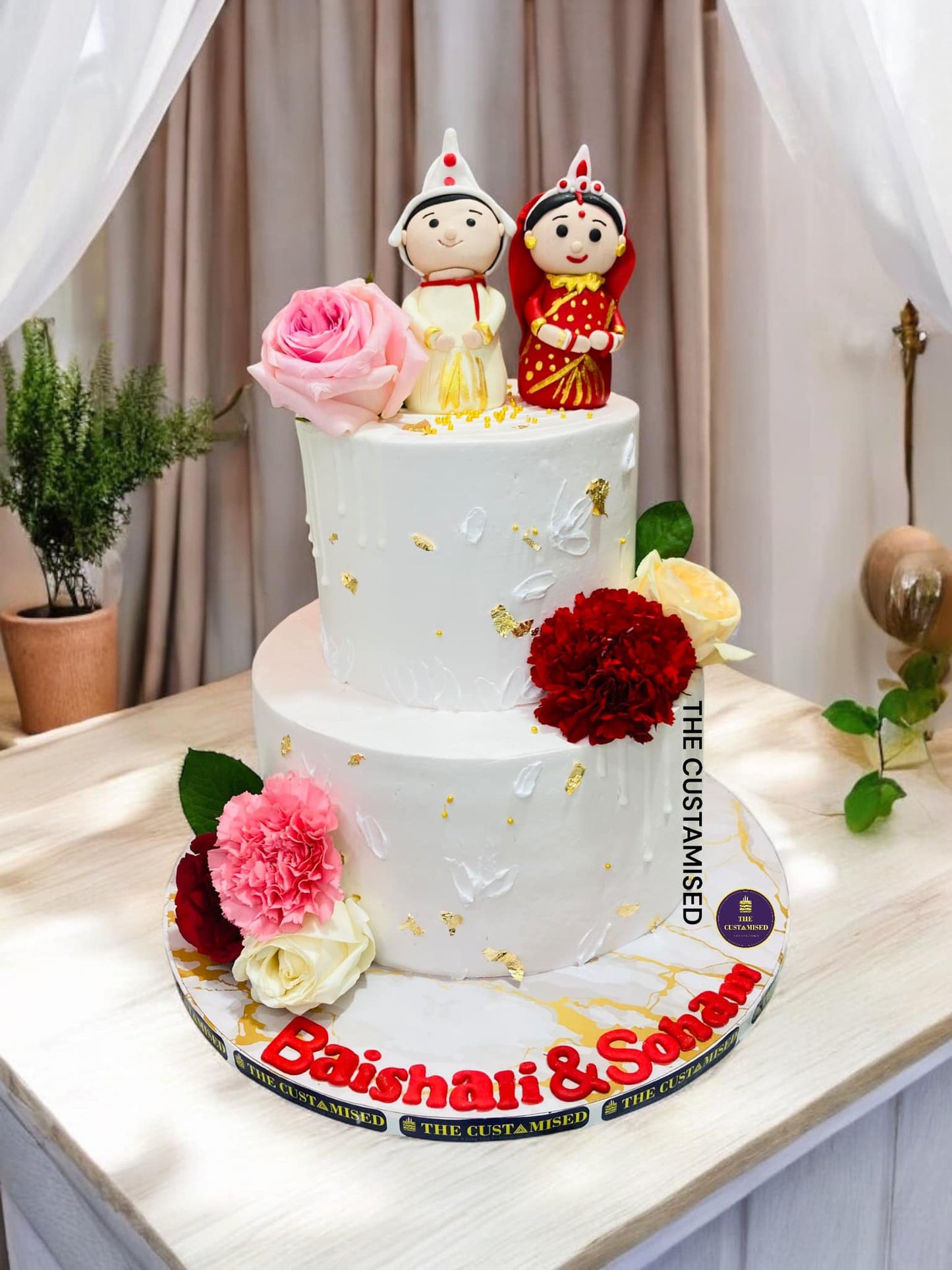 Elegant Bengali Wedding/Anniversary Tiered Cake