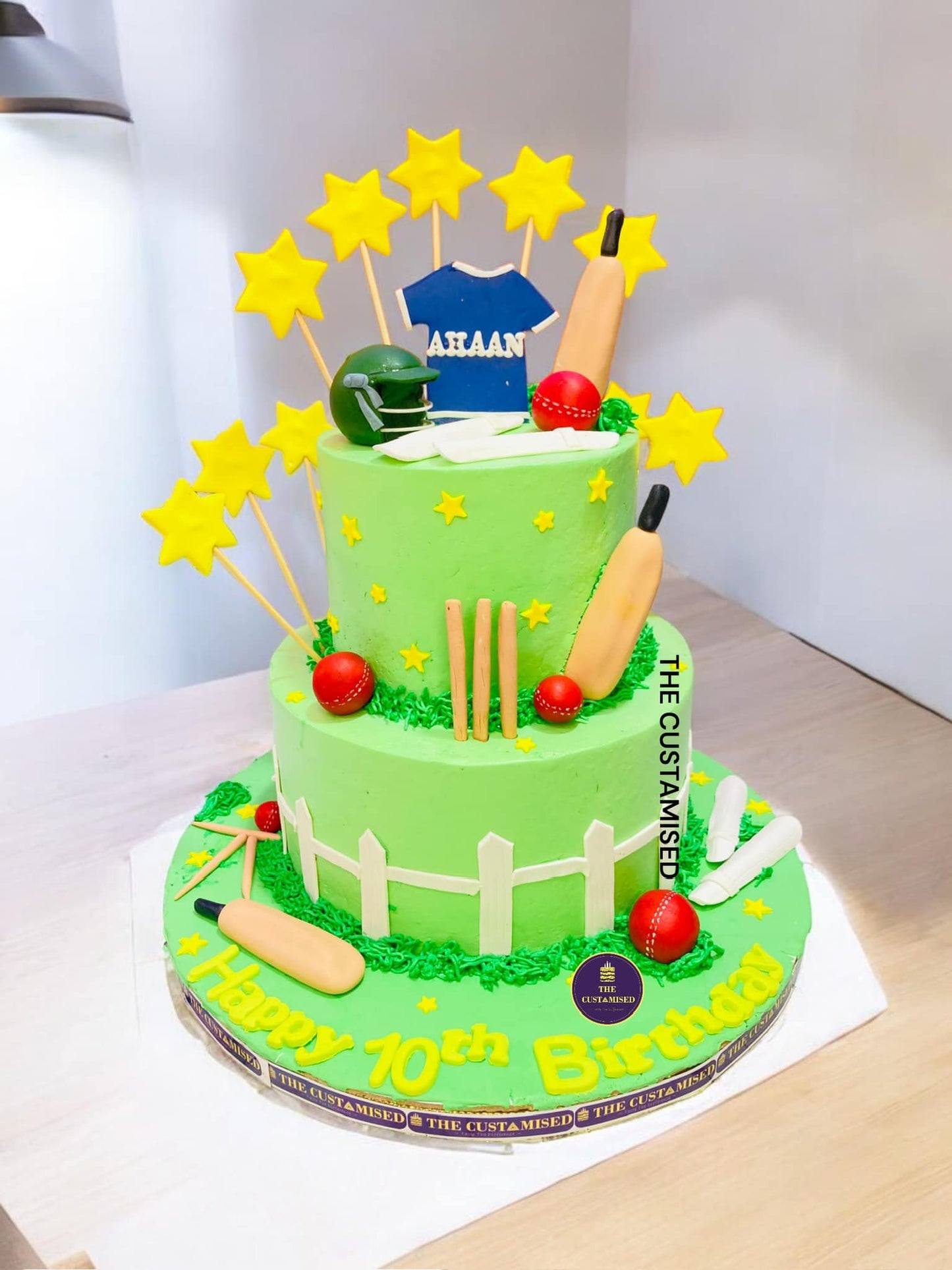 2 Tier Cricket Theme Birthday Cake