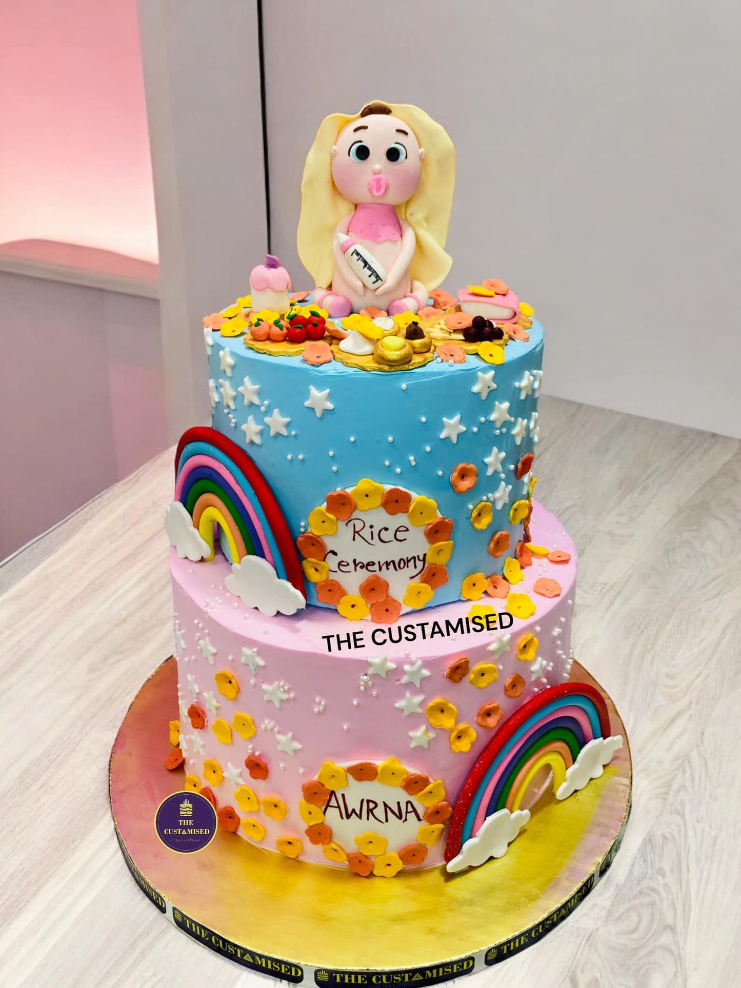 Rainbow Theme Rice Ceremony Cake