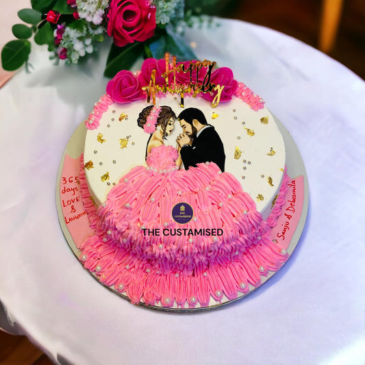 Romantic Pink Ruffle Anniversary Cake