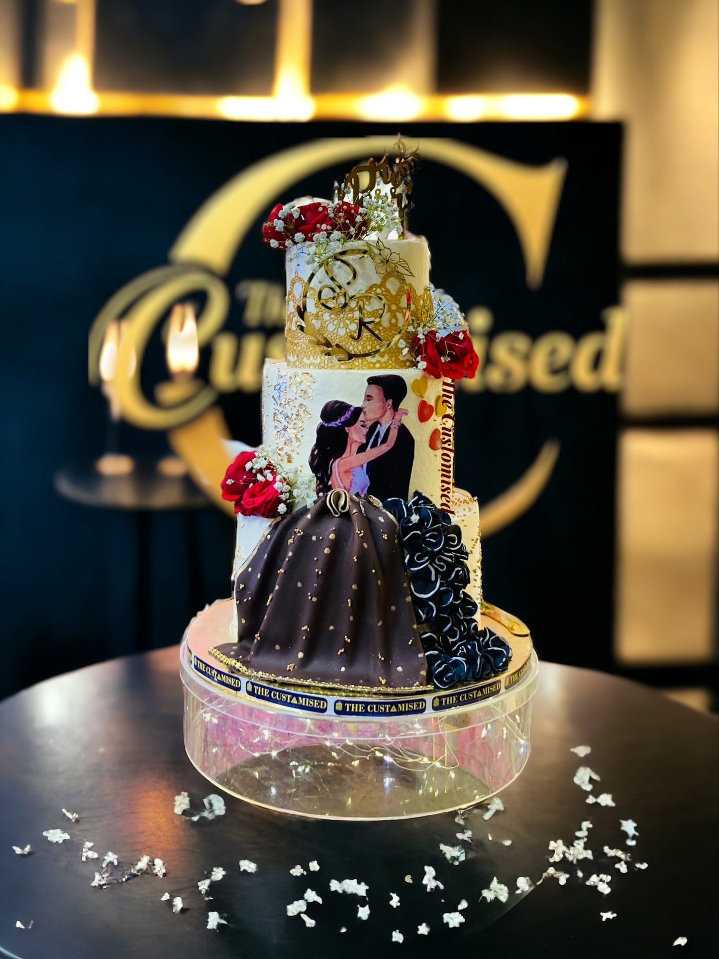 Luxury 3-Tier Custom Engagement Cake