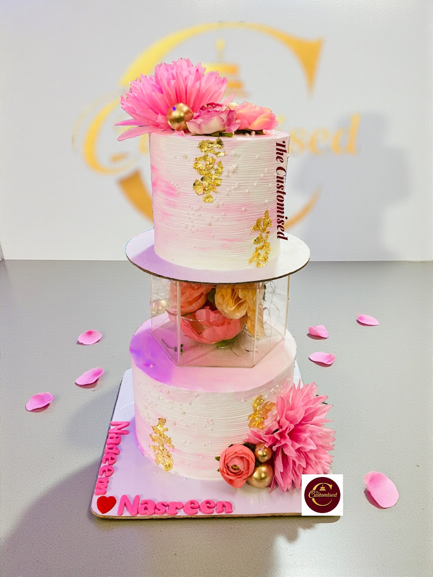 Transparent Floral Box Cake