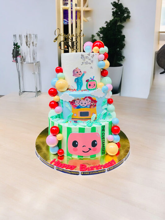 3 Tier Cocomelon Birthday Cake