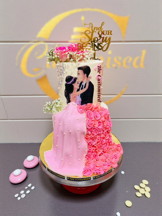 Dazzling Pink Engagement Cake