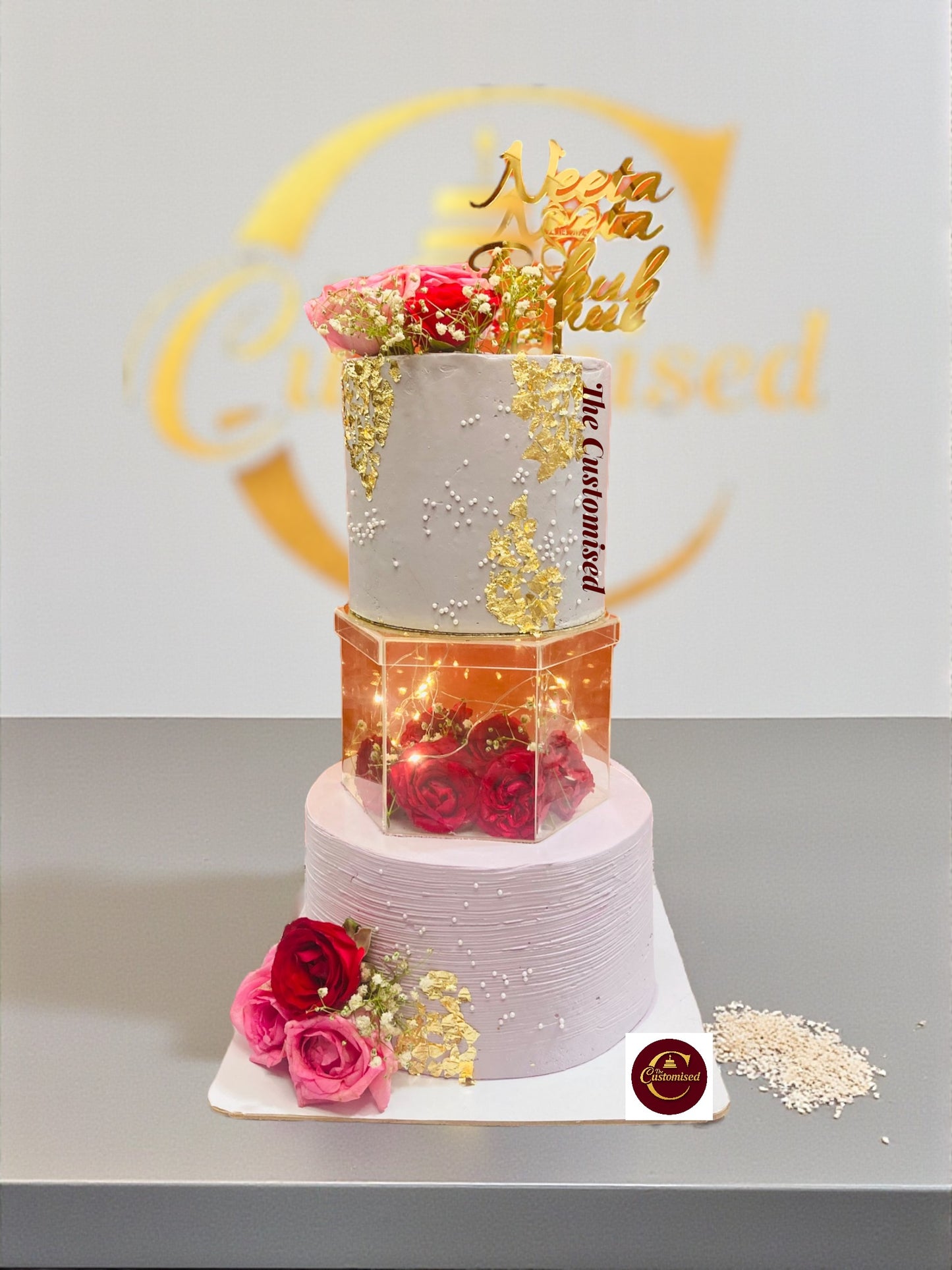 Transparent Floral Box Cake