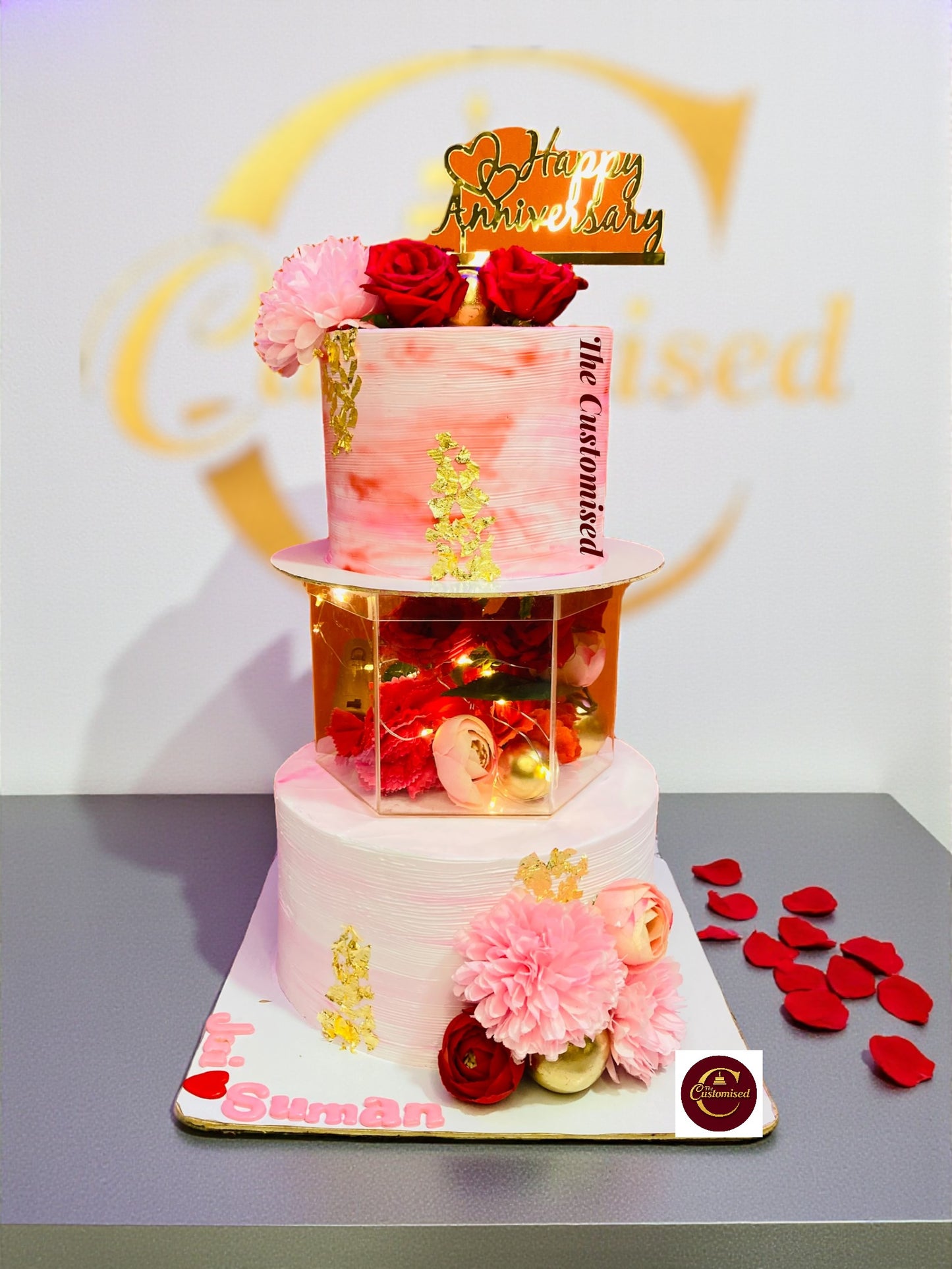 Transparent Floral Box Cake