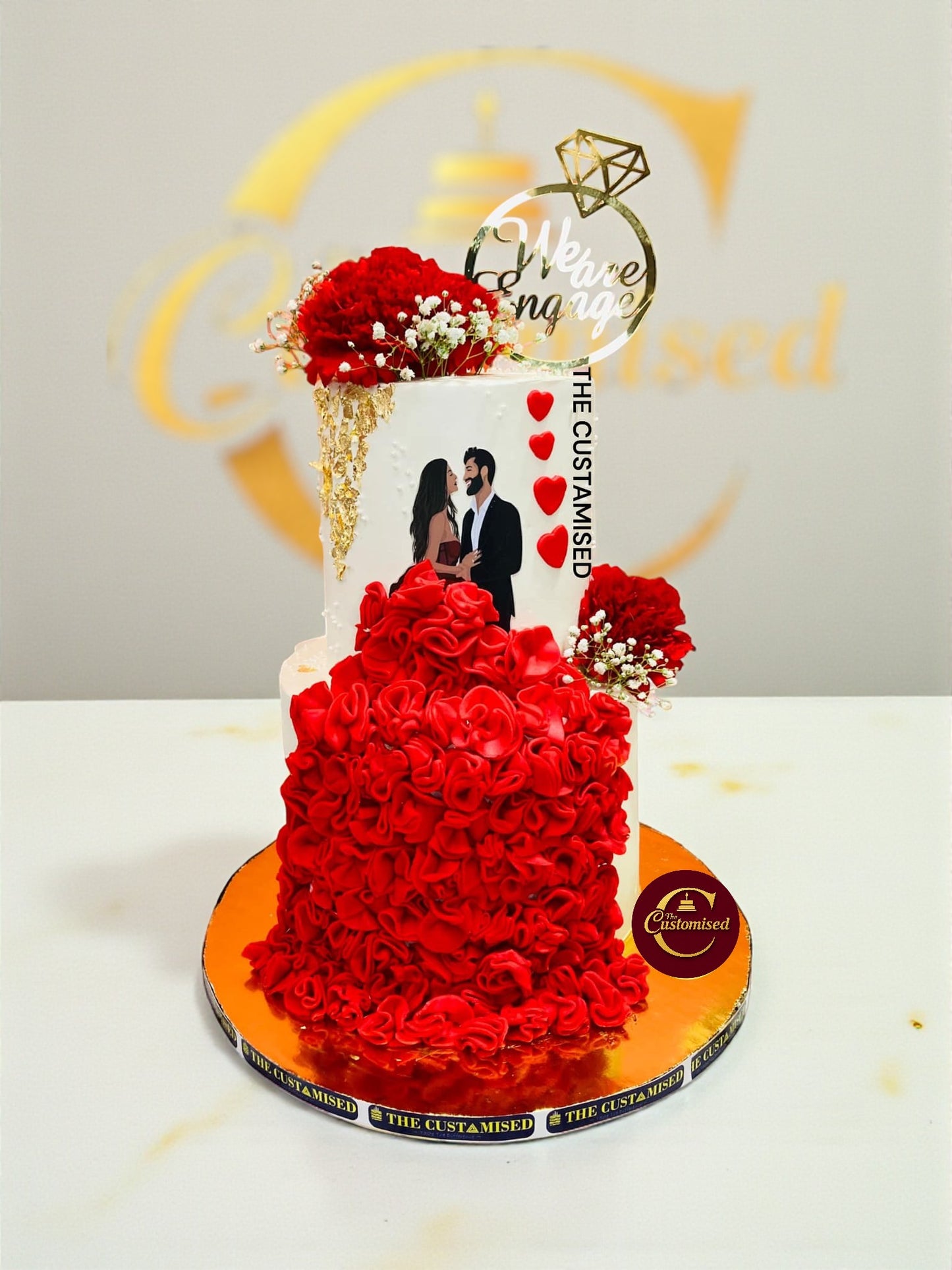 Dazzling Red Engagement Cake