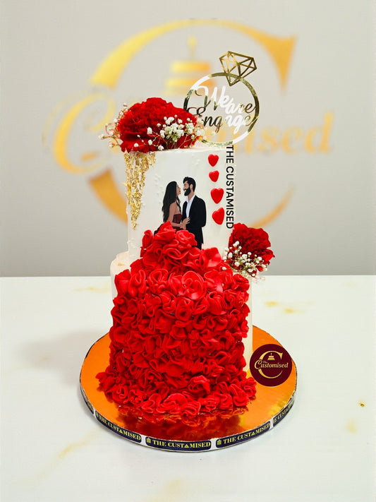 Dazzling Red Engagement Cake