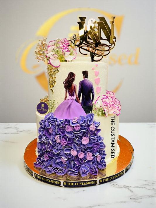 Dazzling Purple Engagement Cake